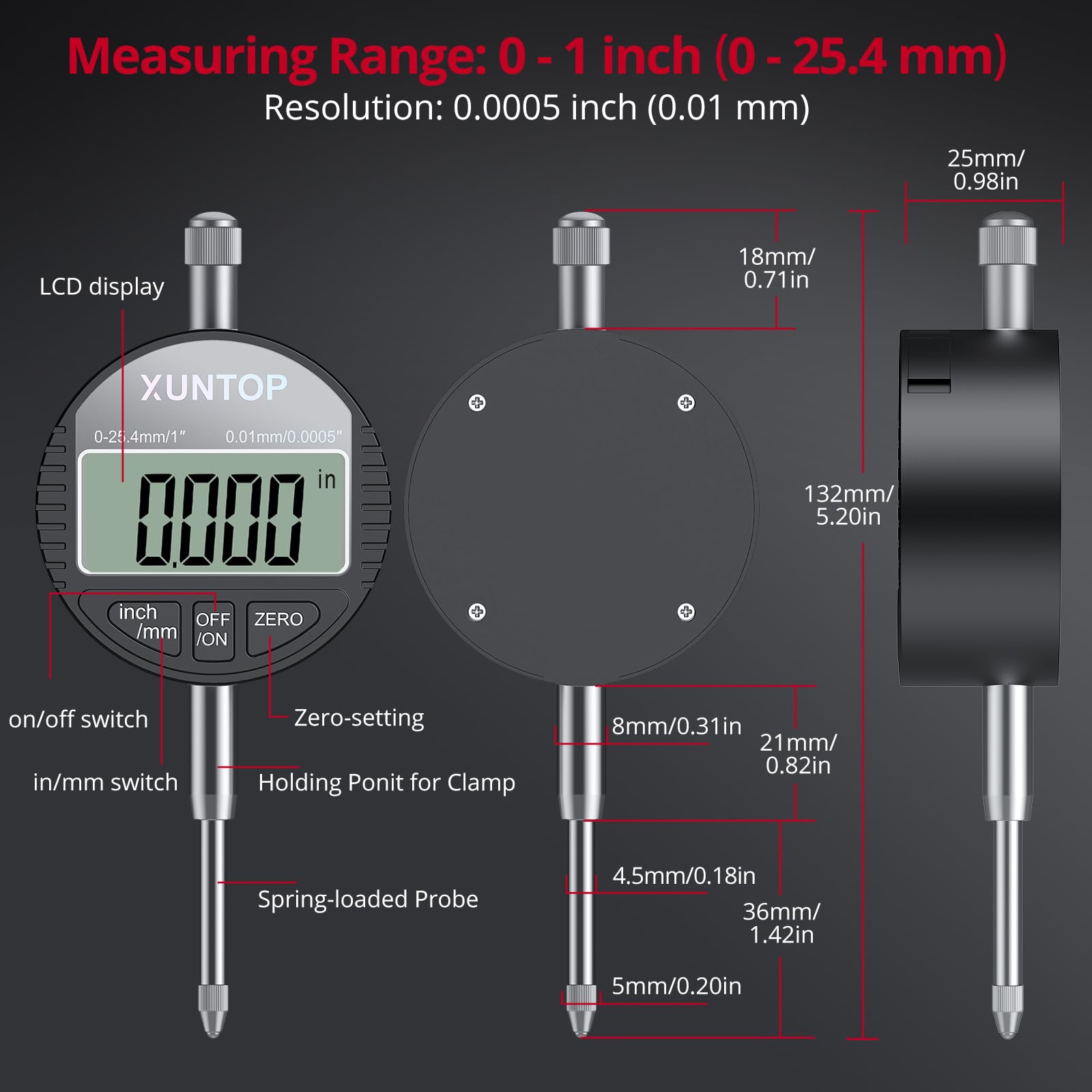 XUNTOP Digital Dial Indicator - Precision Measurement -8