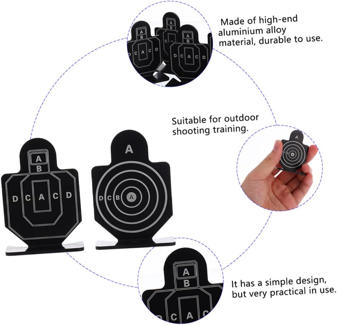 Train Targets 2 Boxes of 4 Pieces Aluminum Alloy for Shooting Practice | Black Finish, Stable Stand, Easy to Use, Practical for Professional or Personal Use, Indoor Setup