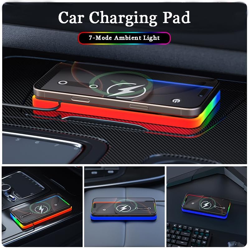 Car Charging Pad for Lincoln Navigator Black Label 2018–2025, Non-Slip Charging Mat with Soft Ambient Light, Steady Charging Surface, Plug & Play Use for Daily Driving,B USB