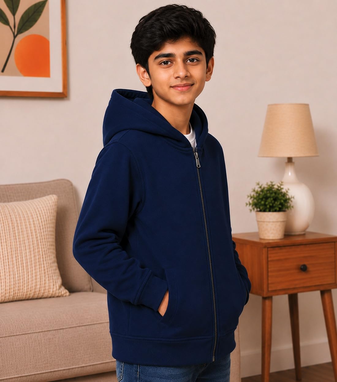 ADBUCKS Boy's Cotton Hooded Loose Fit Hoodie (ME-DHYQ-3W83_Blue_9-10 Years) 1