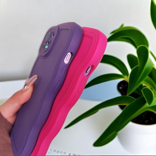 Miniatura 4 de anccer Funda compatible con iPhone 13 Mini, linda funda protectora Kawaii rizada ondulada de agua, de silicona suave, a prueba de golpes, color