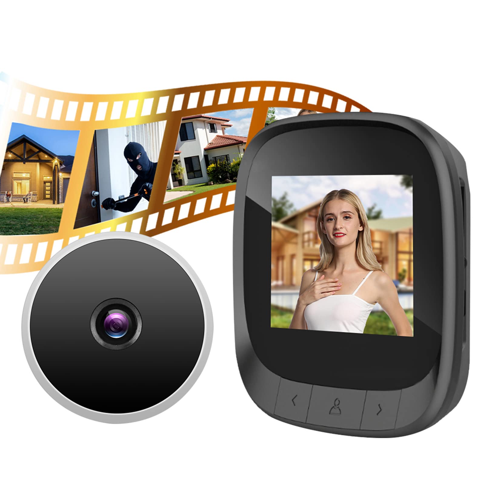 Judas de porte numérique, 2,4" Smart Visuel Vidéo Judas WLAN Électronique Judas de Sécurité Caméra de surveillance oculaire avec Infrarouge et Écran LCD HD Grand Angle 90° Support Enregistrement