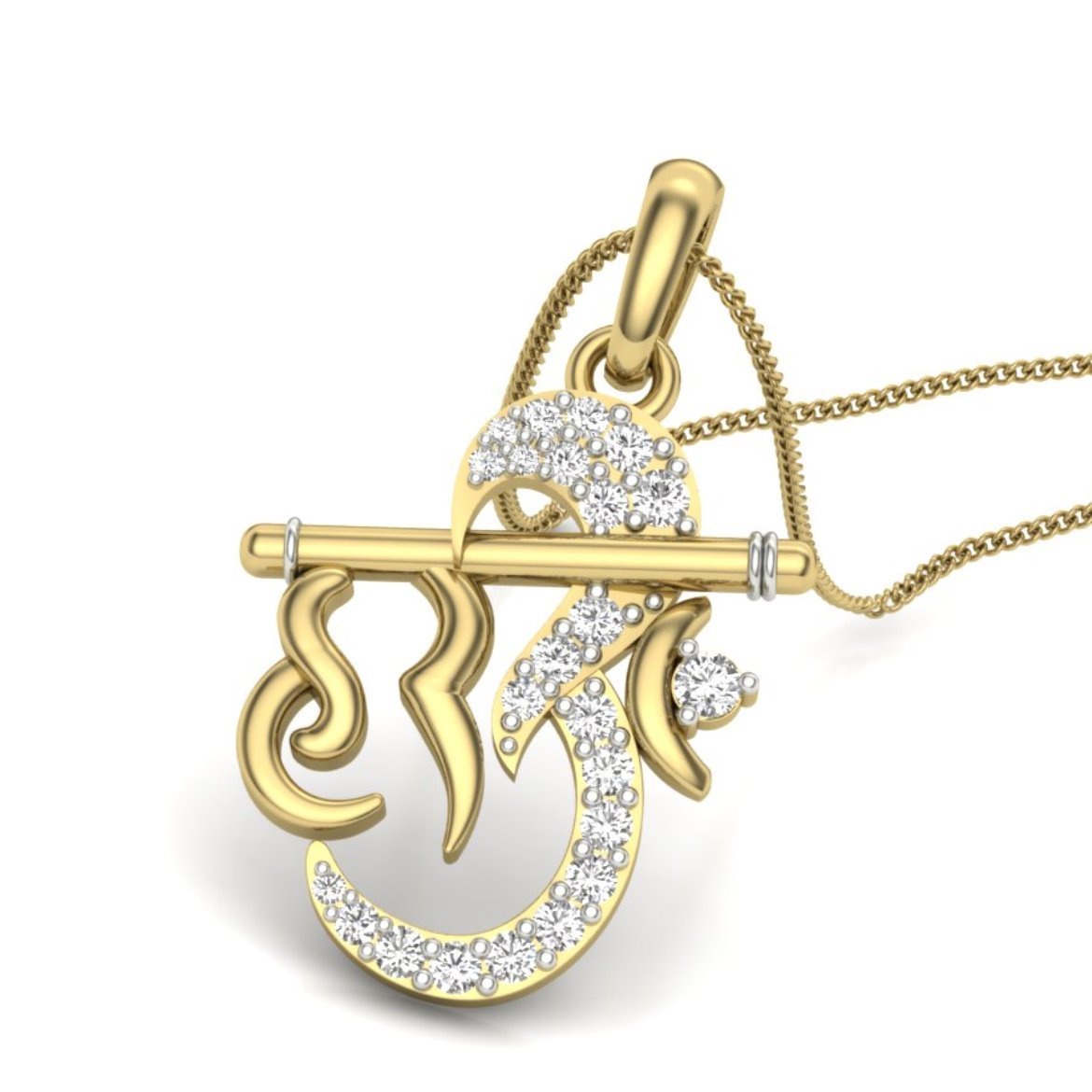 Hari Om Gold and Rhodium Plated Alloy God Pendant for Men & Women Made with Cubic Zirconia-image-32