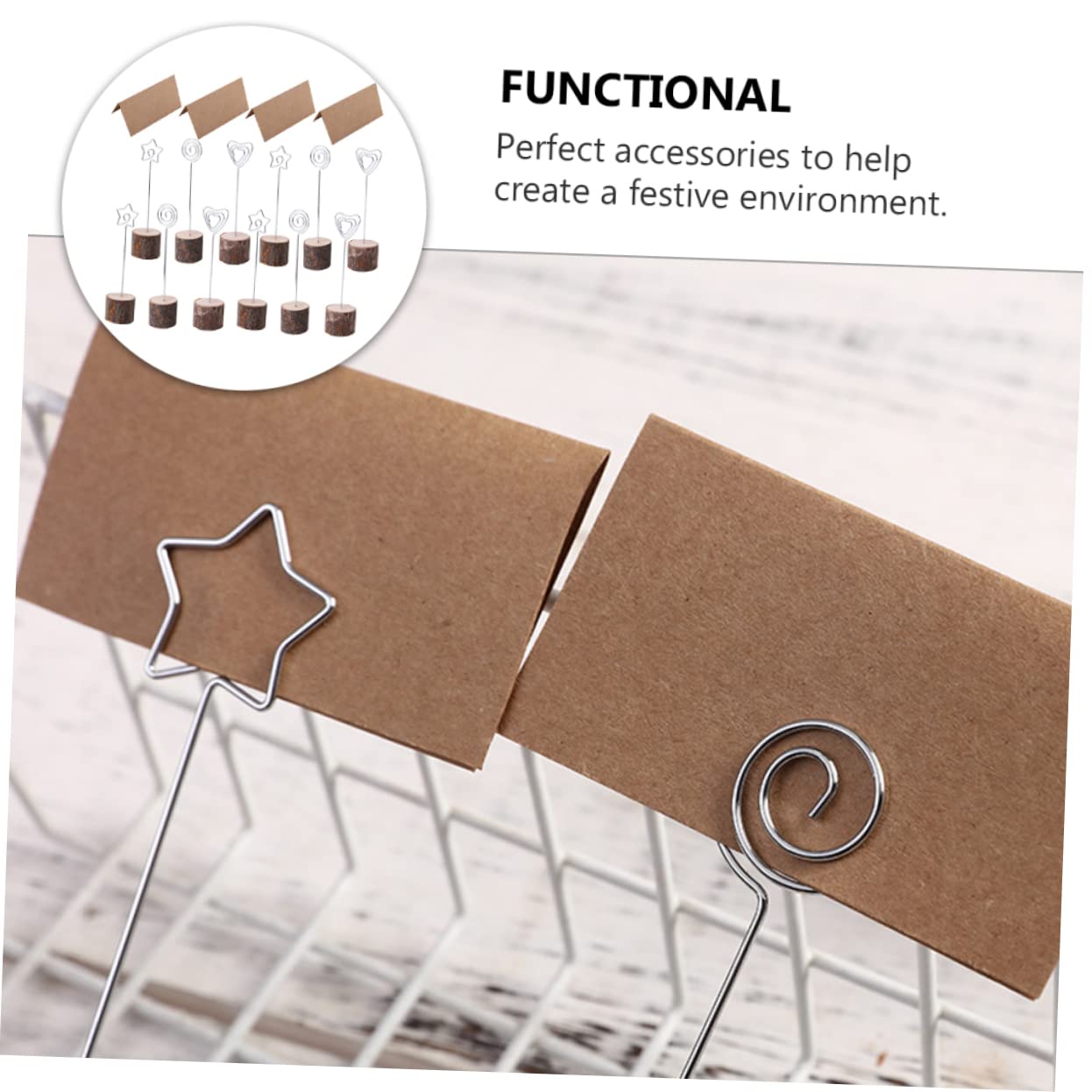 60piezas Porta Notas De Madera Para Bodas Clips De Madera Adornos De Escritorio Porta Números De Mesa Suministros Para Bodas
