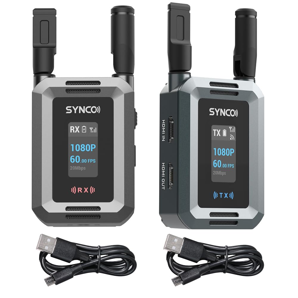SYNCO XVision HD Wireless Video Transmission System Dual HDMI 1080P HD One Transmitter and Receiver Transmission Range 300 m/985 ft 0.04s Low Latency