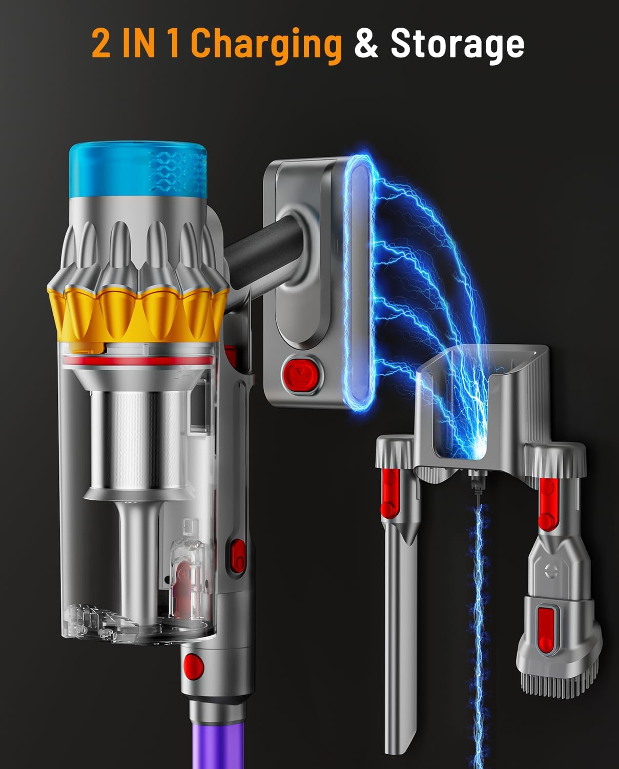 Cordless Vacuum Cleaner, 55KPA 70Min 650W Motor Powerful Vacuum Cleaners for Home, Self-Stand Cordless Stick Vacuum Rechargeable Anti-Tangle/LED Screen/1.8L Cup for Home Pet Hair/Carpet/Hardwood Floor - 5