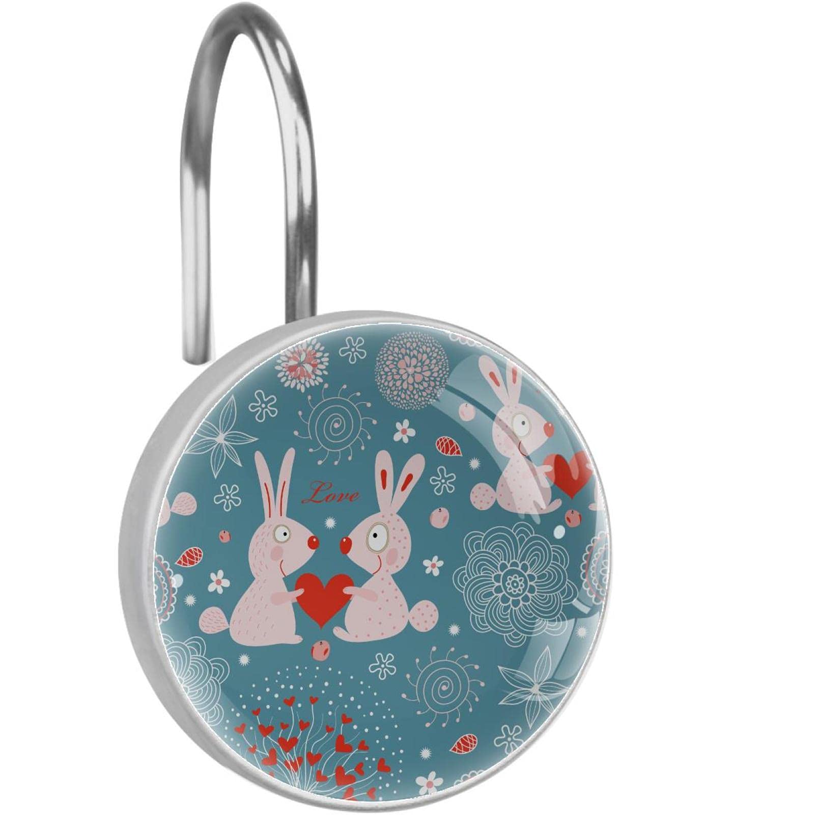 Anneaux de rideau de douche en acier inoxydable qualitatif motif lapin bleu durable