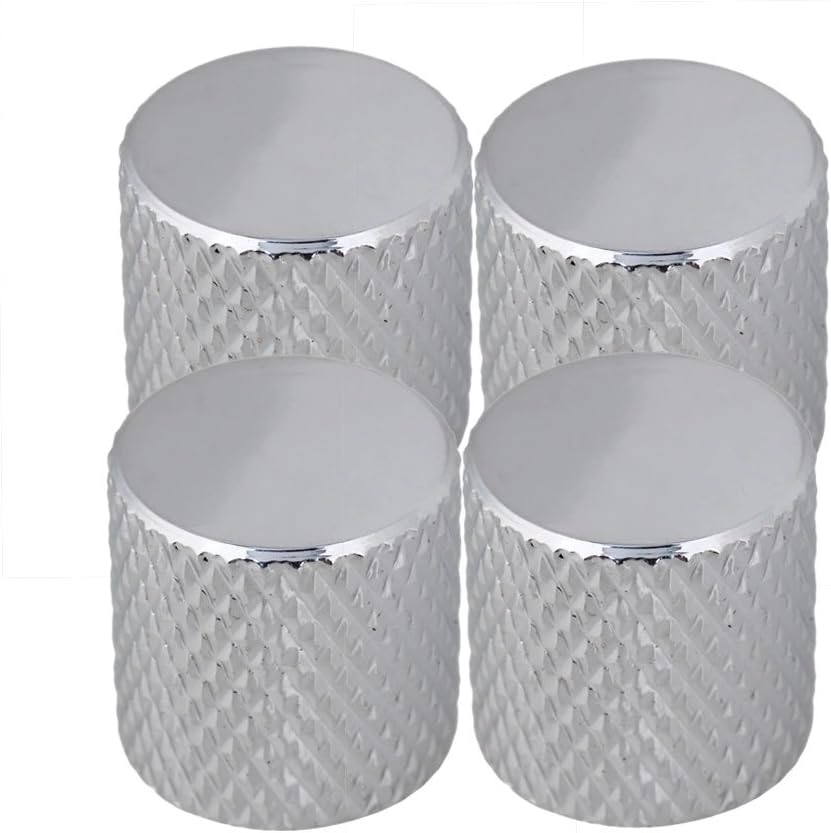 1 Set of 4 Chrome Guitar Knob Push on 6mm w/flat top