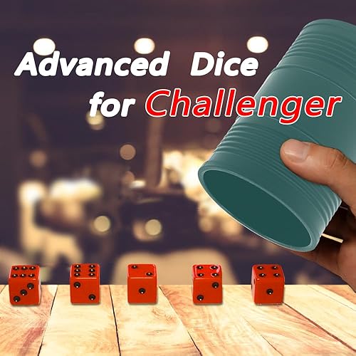 Miniatura 3 de Juego de 4 tazas apilables de dados (verde) con 4 piezas de 0.71 pulgadas (puple) y 5 dados estándar de 6 caras de 0.71 pulgadas (rojo) con bolsa de