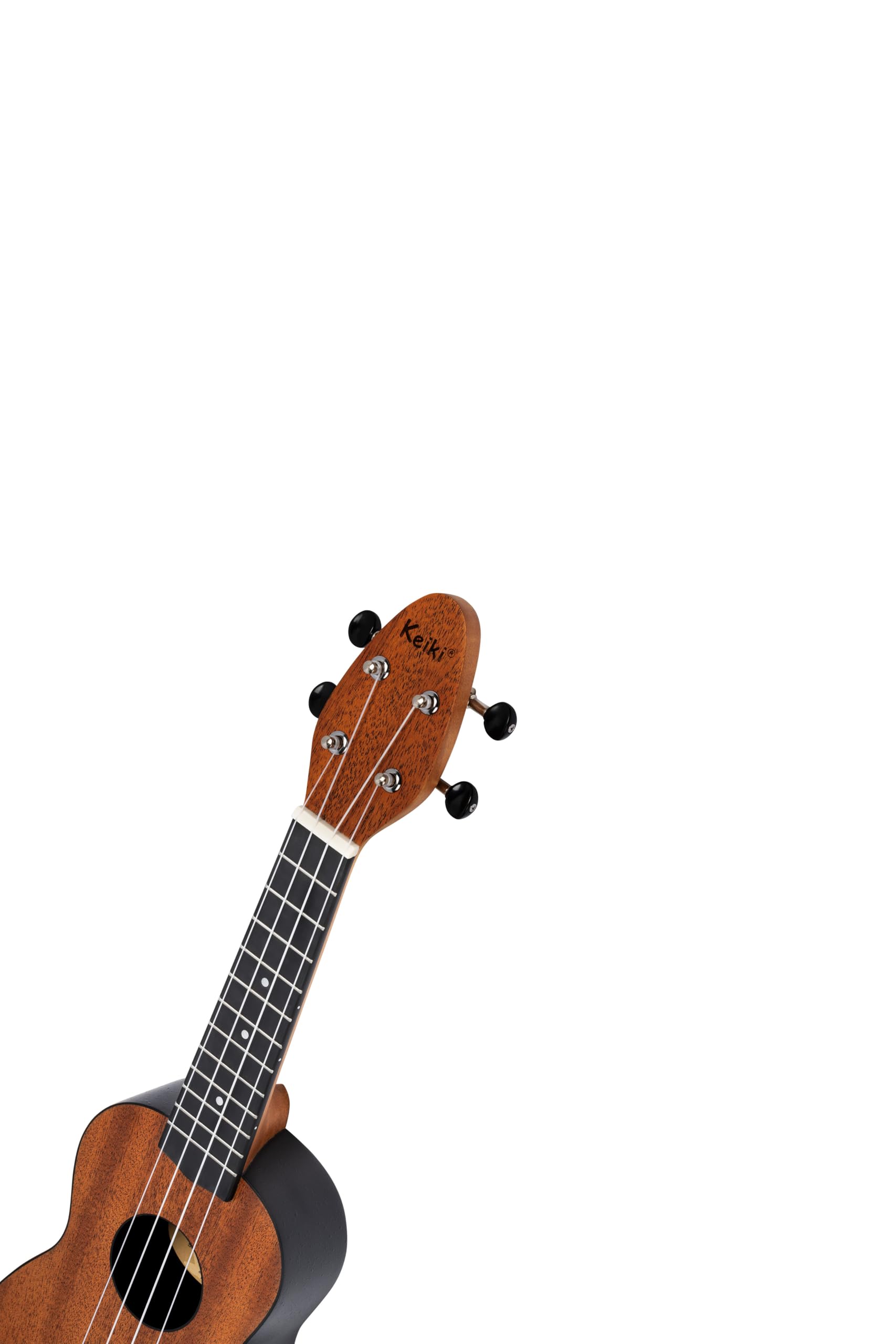 Ortega Guitars Ukulélé Soprano acoustique - modèle gaucher - Keiki K2 - Kit de démarrage incluant Accordeur, Courroie, 5 Médiators Medium et Sac à cordon - acajou (K2-MAH-L)
