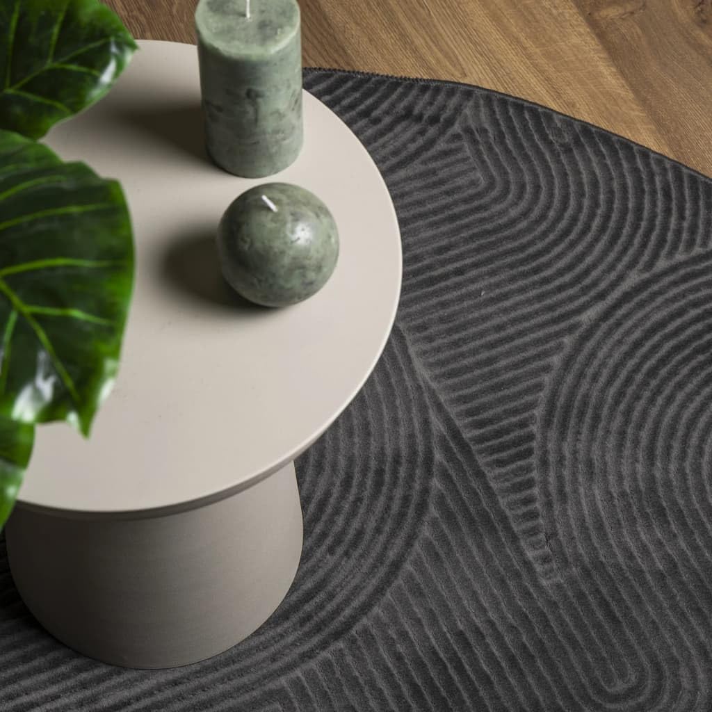 Tapis IZA Poils Courts Style scandinave Anthracite Ø 100 cm,Maison & Jardin,Décorations,Tapis,1.7 kg-375434