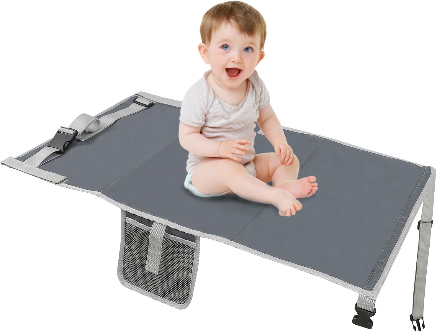 Portable Toddler Airplane Bed – Airplane Seat Extender & Foot Rest for Kids (Ages 1-4), Airplane Travel Essentials for Long Flights, Grey