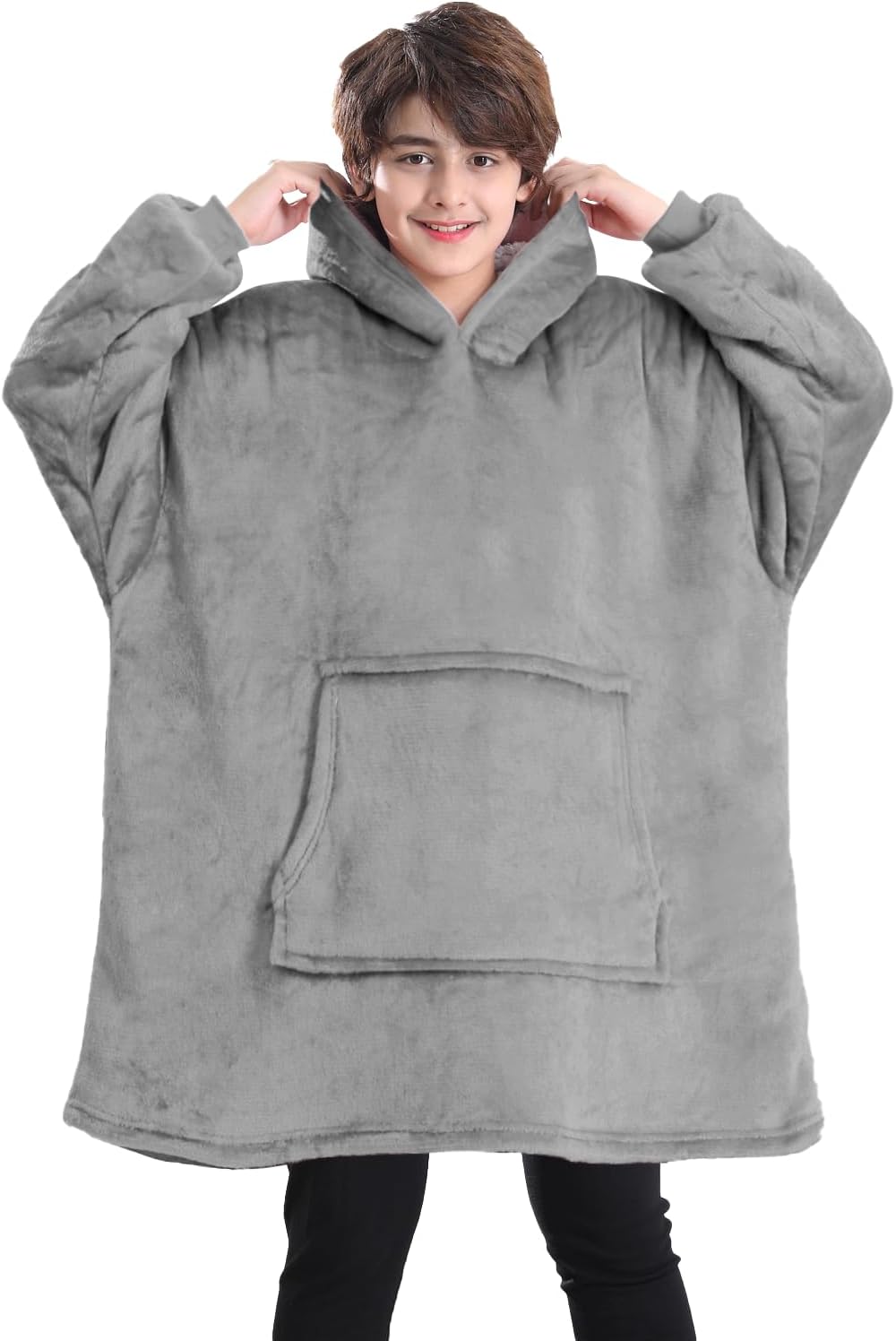 Blanket Hoodie for Kids, Oversized Blanket Hoodie for Girls Boys, Wearable Blanket Hoodie Sweatshirt, Super Soft Sherpa Fleece Dressing Gown Throw Hooded Rob with Pocket