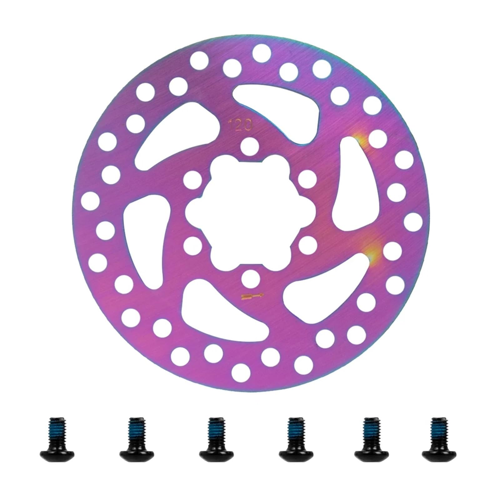 Rotore del Freno a Disco a 6 Fori da 120 mm Universale Compatibile con VSETT 9 9+ Zero 8X 9 Scooter Elettrico rotore a Disco Freno colorato con Viti(Colorful)