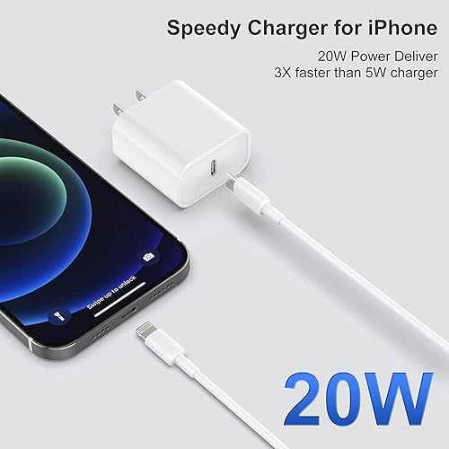 Miniatura 2 de Paquete de 2 cargadores de pared USB C PD de 20 W con certificación MFi + 2 cables Lightning de 3 pies para iPhone 14131211Pro MaxXs XRPlus (paquete