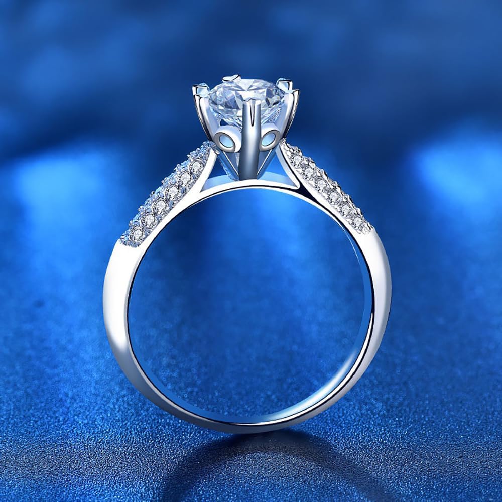 Stunning 1 Carat Diamond Engagement Rings for Women | White Gold Finish Diamond Ring, VVS2 D-Color | Perfect Valentine's Day Jewelry