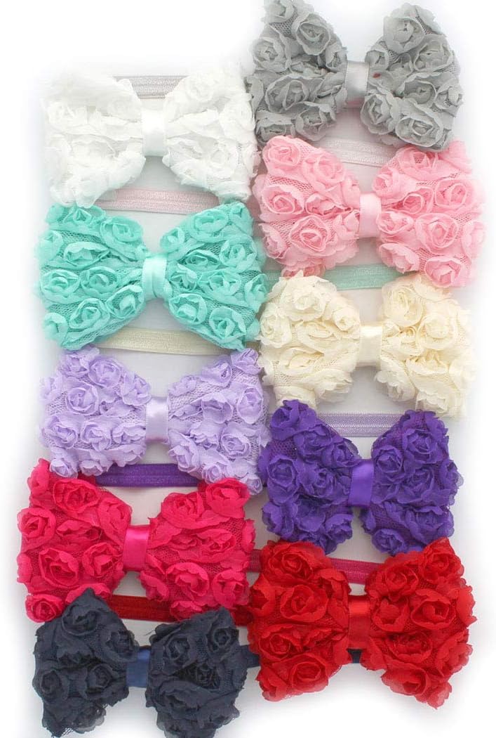 My Lello Girls Fabric Rose Bow Headbands 2 Pack