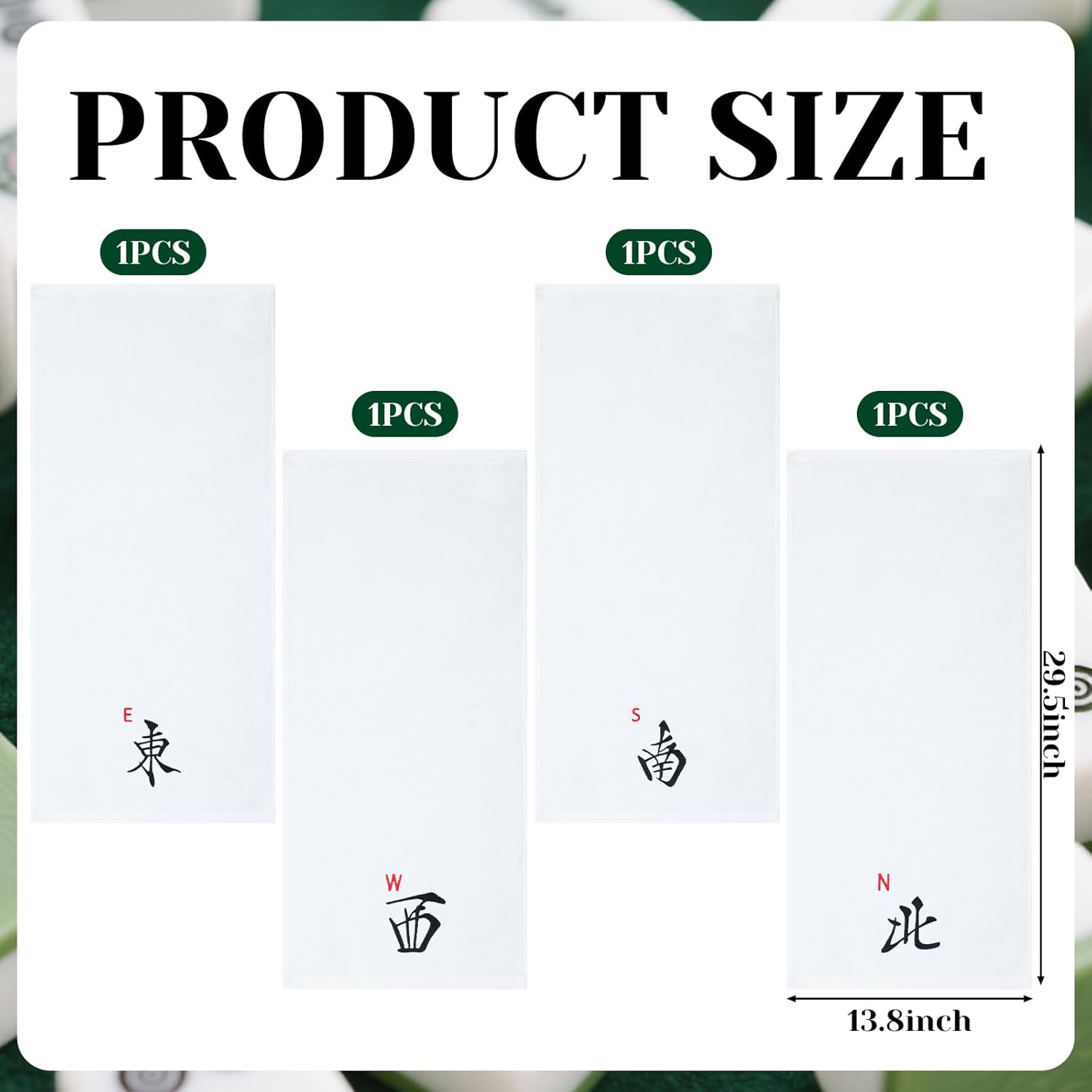 4 Pcs Mahjong Hand Towels, Mahjong Gifts for Bathroom Kitchen North, South, East, West Embroidered Cotton Chinoiserie Towels, Mah Jong Hand Towel for Bathroom Kitchen Decor, 14 x 30'' - Image 3