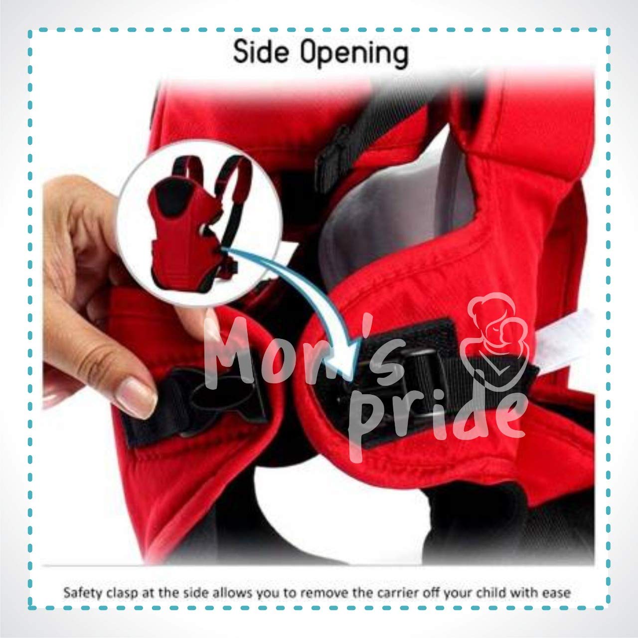 Mom's Pride Infant Baby Carrier Bag For 0 To 3 Year Baby|3 In 1 Baby Carrier|Ergonomic Adjustable Sling Kangaroo Design Baby Carry Bag|Front Position Carrier (Rc),Red - Image 5 thumbnail