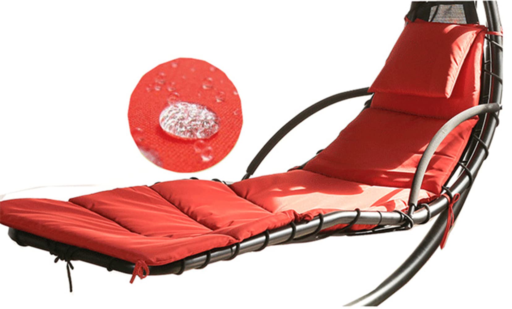 Chaise hamac avec Support, balançoire de terrasse extérieure, Chaise Longue Suspendue avec Support, Chaise pivotante, Protection UV Parasol, Forme Ergonomique, Fauteuil Suspendu (4)