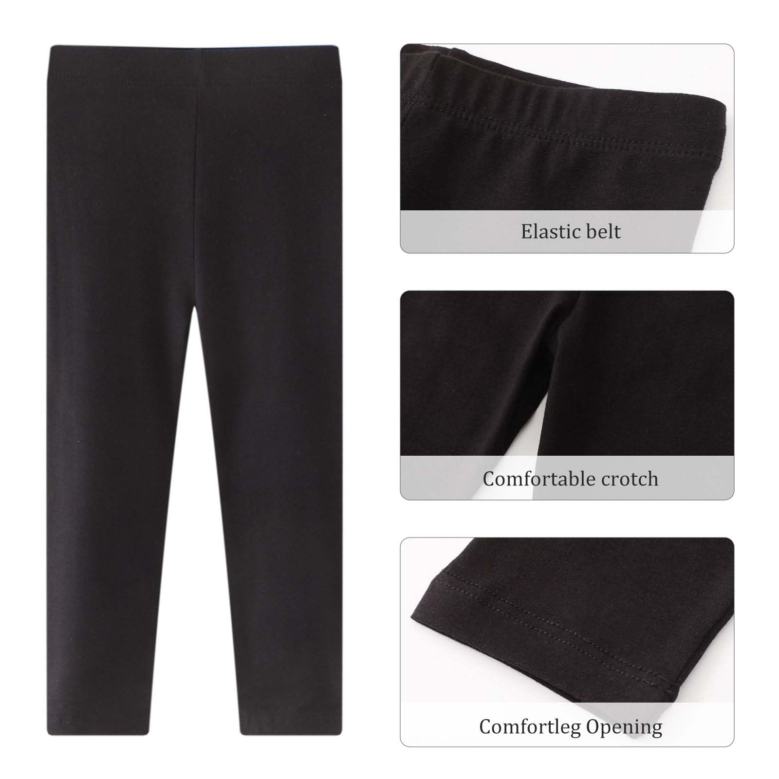Legging Fille Lot de 3 Longs en Coton Leggings Fille Taille Élastique Couleur Unie de 6 Mois à 6 Ans