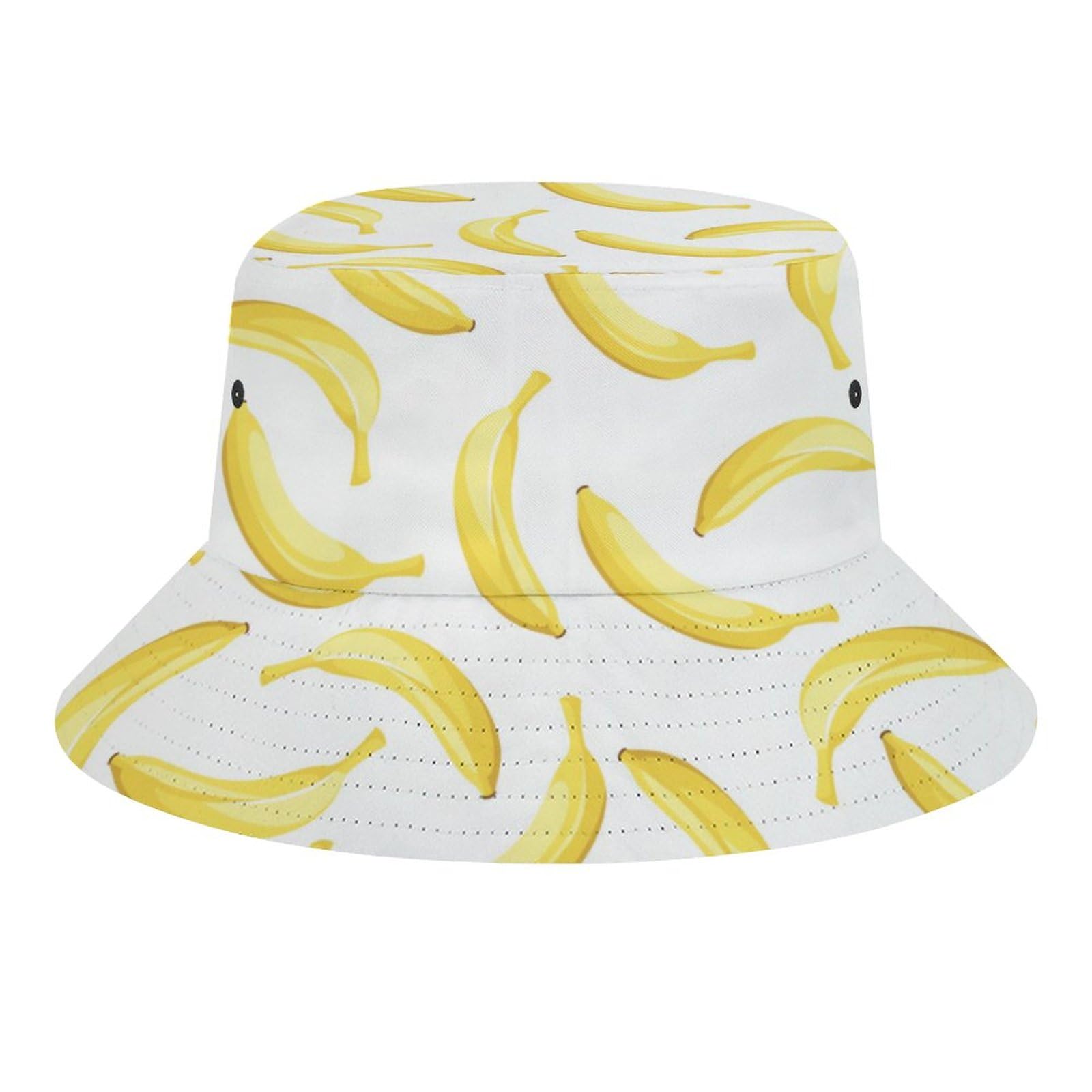 Banana Bucket Hat for Sun Beach Vacation Indoors Outdoors Lightweight Print Bucket Hat for Unisex All-Season