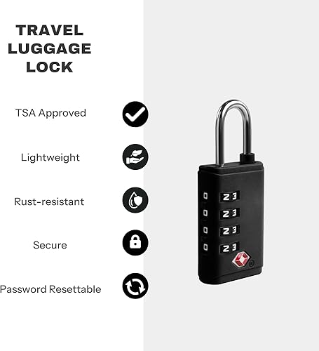 Miniatura 4 de Cerraduras TSA para equipaje, candado de combinación pequeña con indicador de alerta, cerraduras de equipaje aprobadas por la TSA para artículos