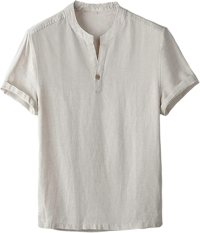 未使用 Lig. half sleeve shirt Amazon.com: GIBZ Linen Shirt for Men Short Sleeve Plain