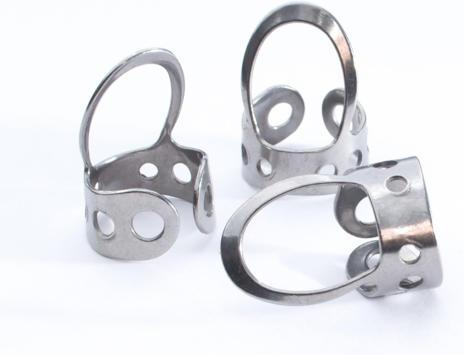 3 Stainless Steel, Open Design, Metal Finger Picks for Guitar, Banjo, Dobro, etc. Fingerstyle picks. Fingerpicks for acoustic guitar, banjo. Adjustable to large, medium or small