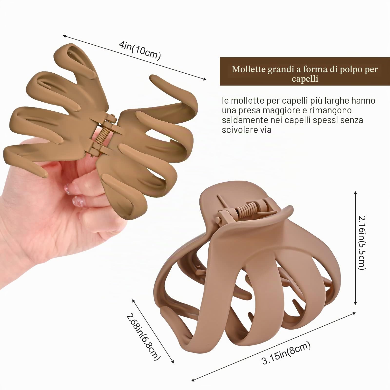 Lolalet Mollettone Capelli Donna 5 Pezzi, Pinze per Capelli Elegante, Ciappo Capelli Donna Forti e Antiscivolo, Capelli Clip Artiglio per Donne e Ragazze - Stile B