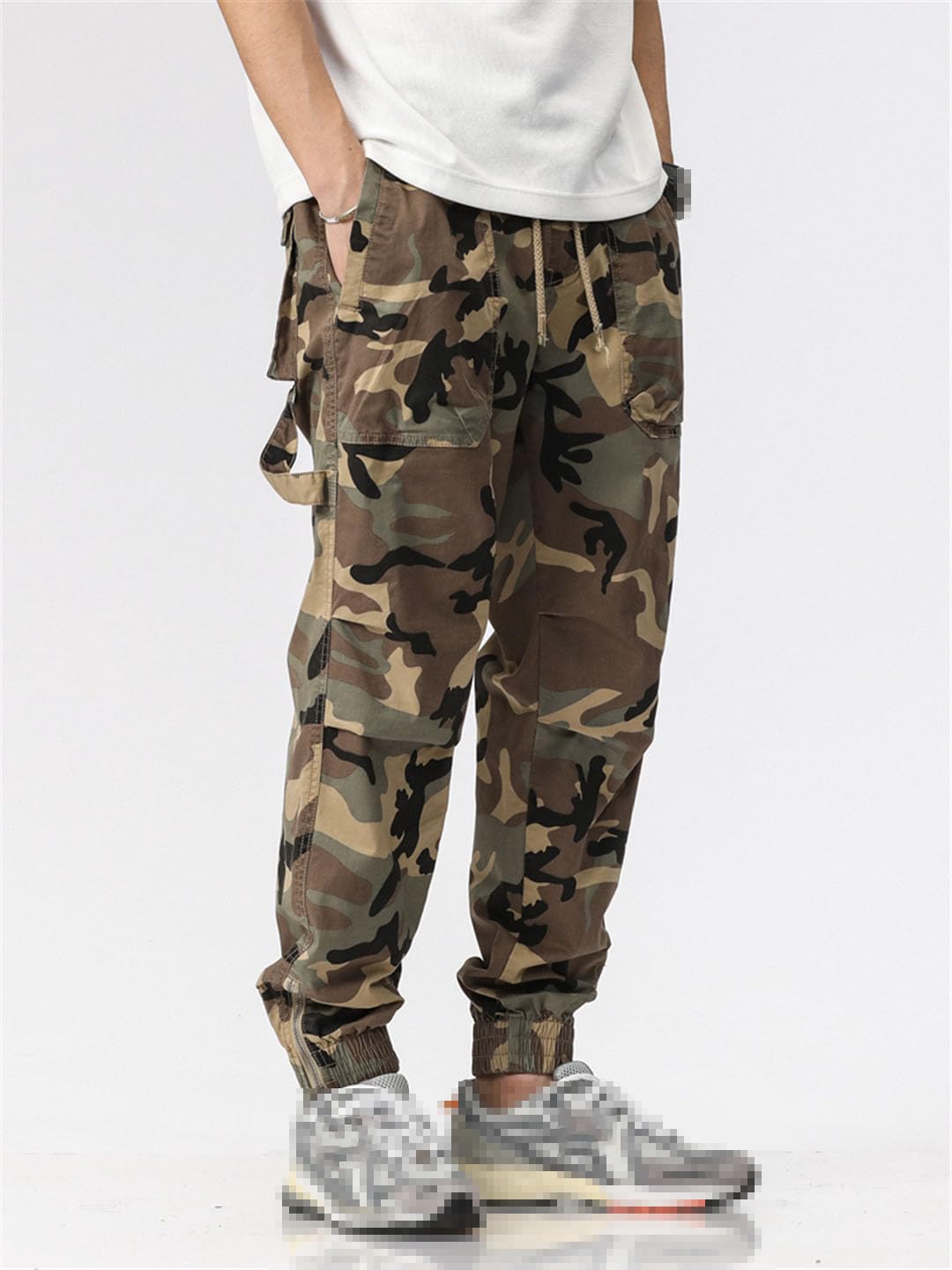 Vogrtcc Pantalones Cargo con Múltiples Bolsillos para Hombre Pantalones De Trabajo Informales hasta El Tobillo con Cremallera En La Pierna