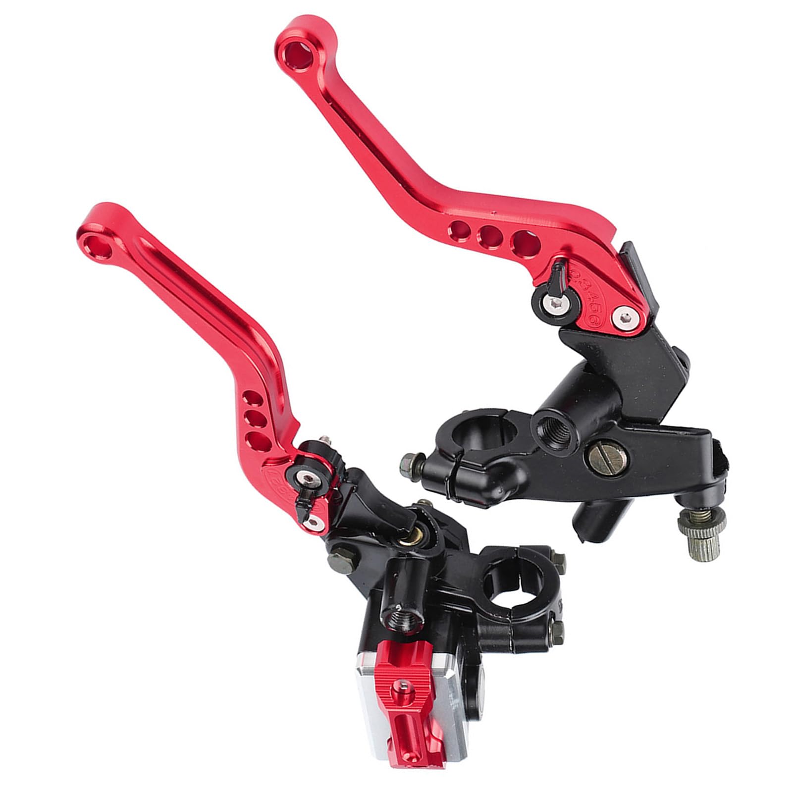 Levier de frein moto 1 paire 7/8"22mm universel en alliage d'aluminium embrayage de frein moto leviers de maître-cylindre d'embrayage durables (rouge)