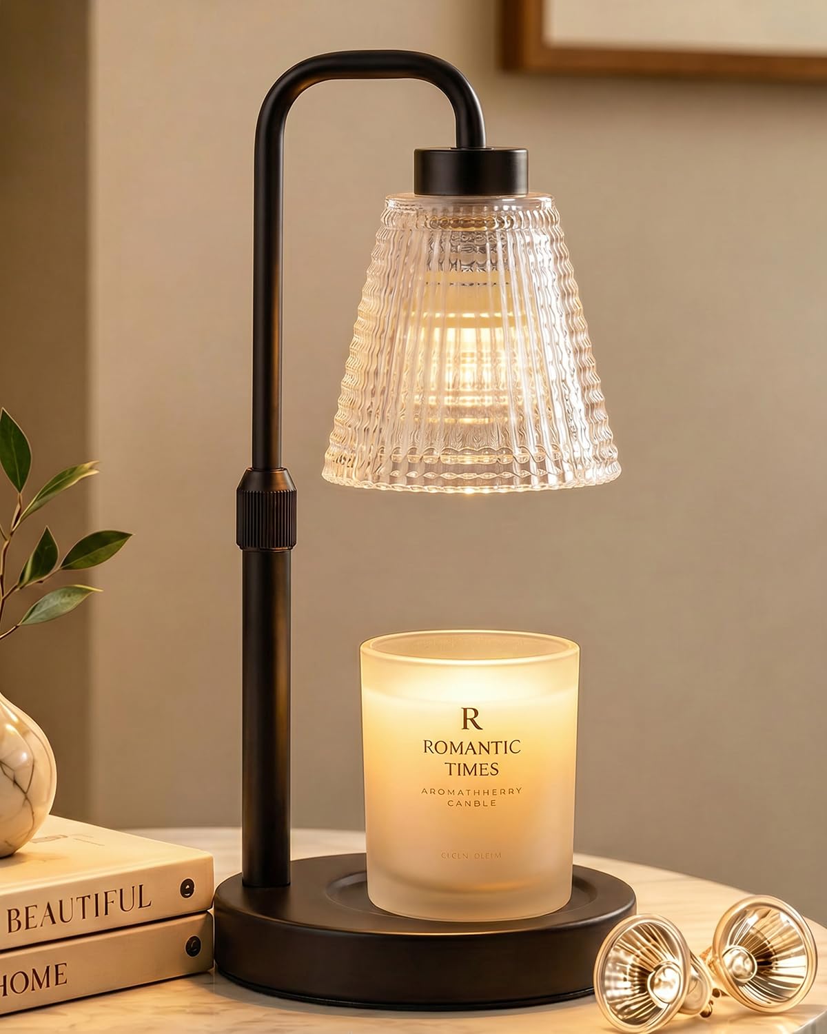 Candle Warmer Lamp with Timer and Dimmer, Height Adjustable Electric Wax Melt Burner for Large Jar Candles, Flameless Candle Lamp Warmer for Home Decor, Birthday Gifts for Women Mum Daughter Friend
