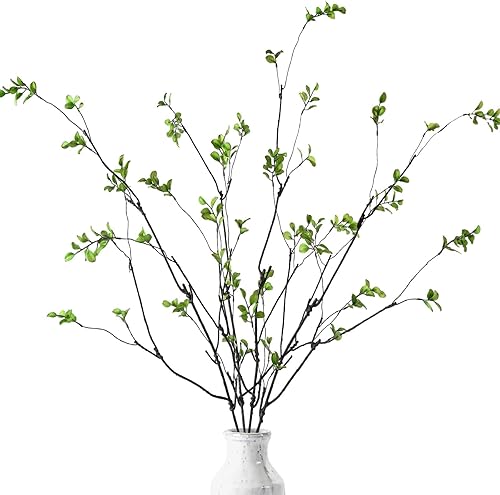 Sherika 4 ramas de ficus artificiales, tallos de eucalipto sintético para jarrón, tallos de vegetación falsa de 47.2 pulgadas, planta artificial