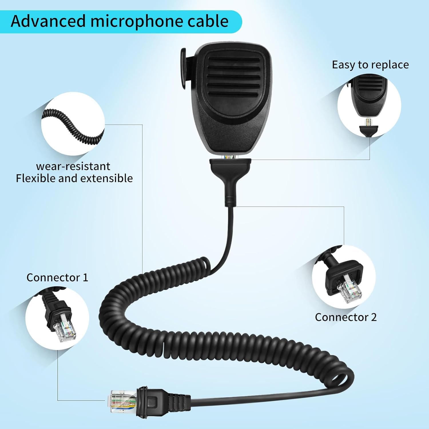 Amazon.com: 8 Pin RJ-45 Microphone Cable Mic Cord Replacement for