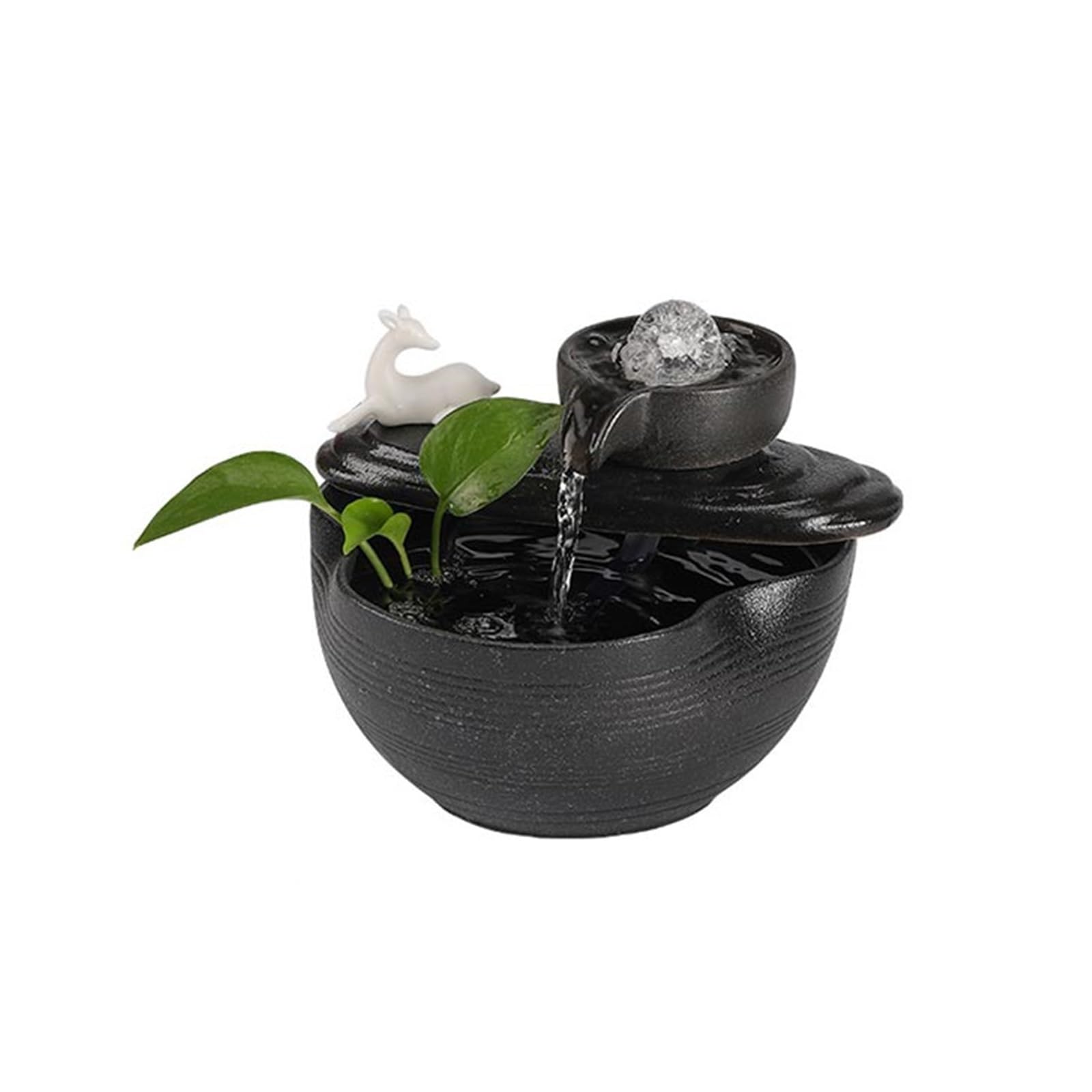 ZTHYSHOZ Tabletop Fountain Waterfall Ceramic Tabletop Desktop Fountain Small Chinese Water Ornament with Feng Shui Ball