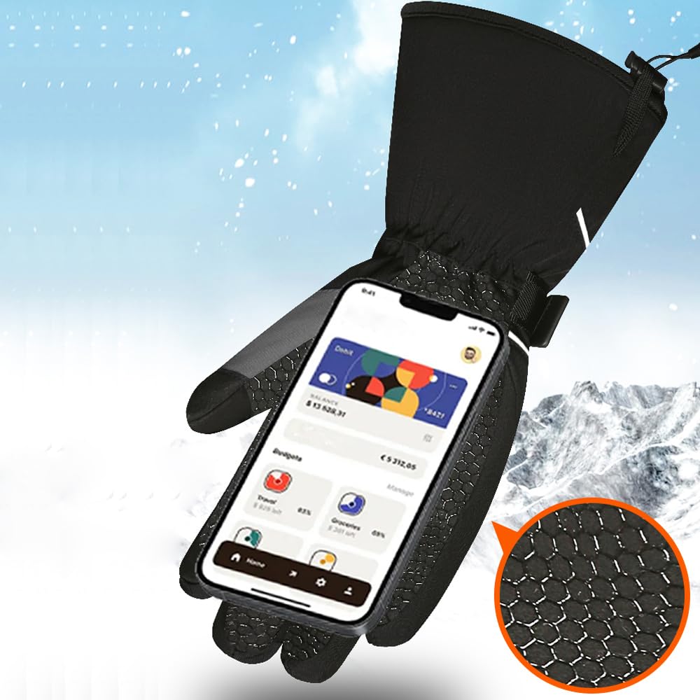 Guanti riscaldati elettrici con touch screen, ricaricabili di tipo C, 5 V, 5000 mAh, guanti riscaldanti per uomini e donne, 3 livelli di temperatura, alimentati a batteria, antivento, per moto