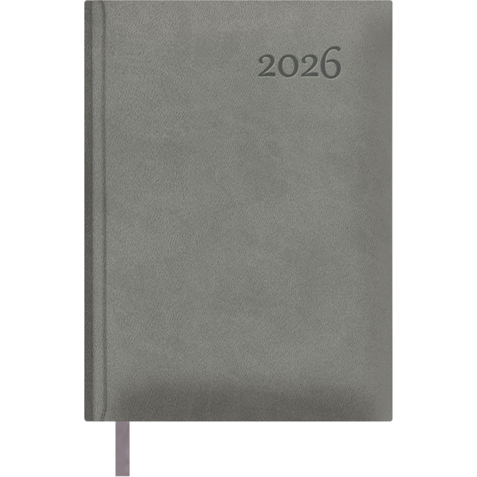 Dohe - 2026 Daily Planner – Day per Page, A5 (14x20 cm), Hardcover Leatherette, 12 Months January to December, Annual Planner in Spanish with Bookmark – Lausanne Grey