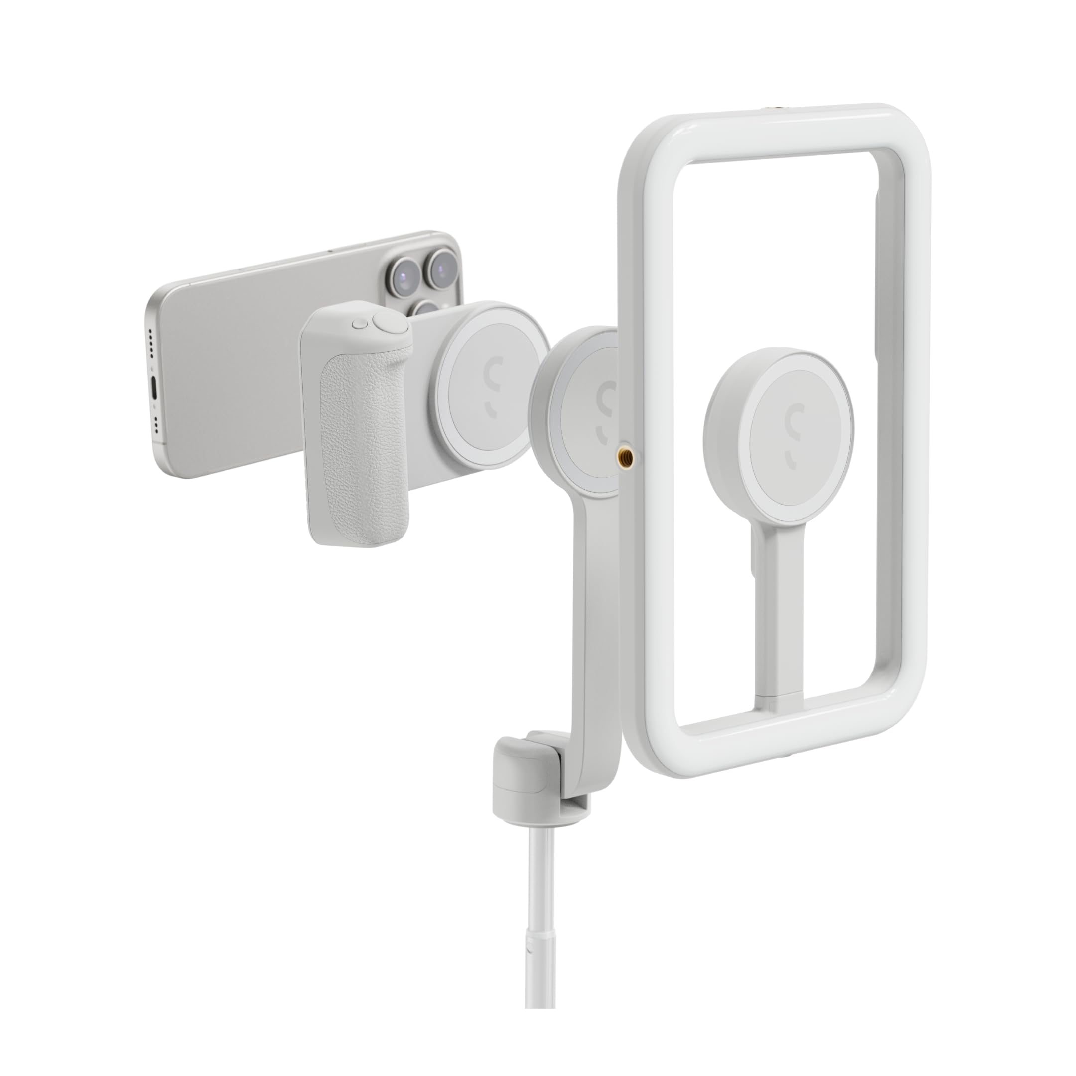 Agarre compacto de batería Qi2 y luz de anillo ShiftCam Creator Kit Pro con trípode extensible 8