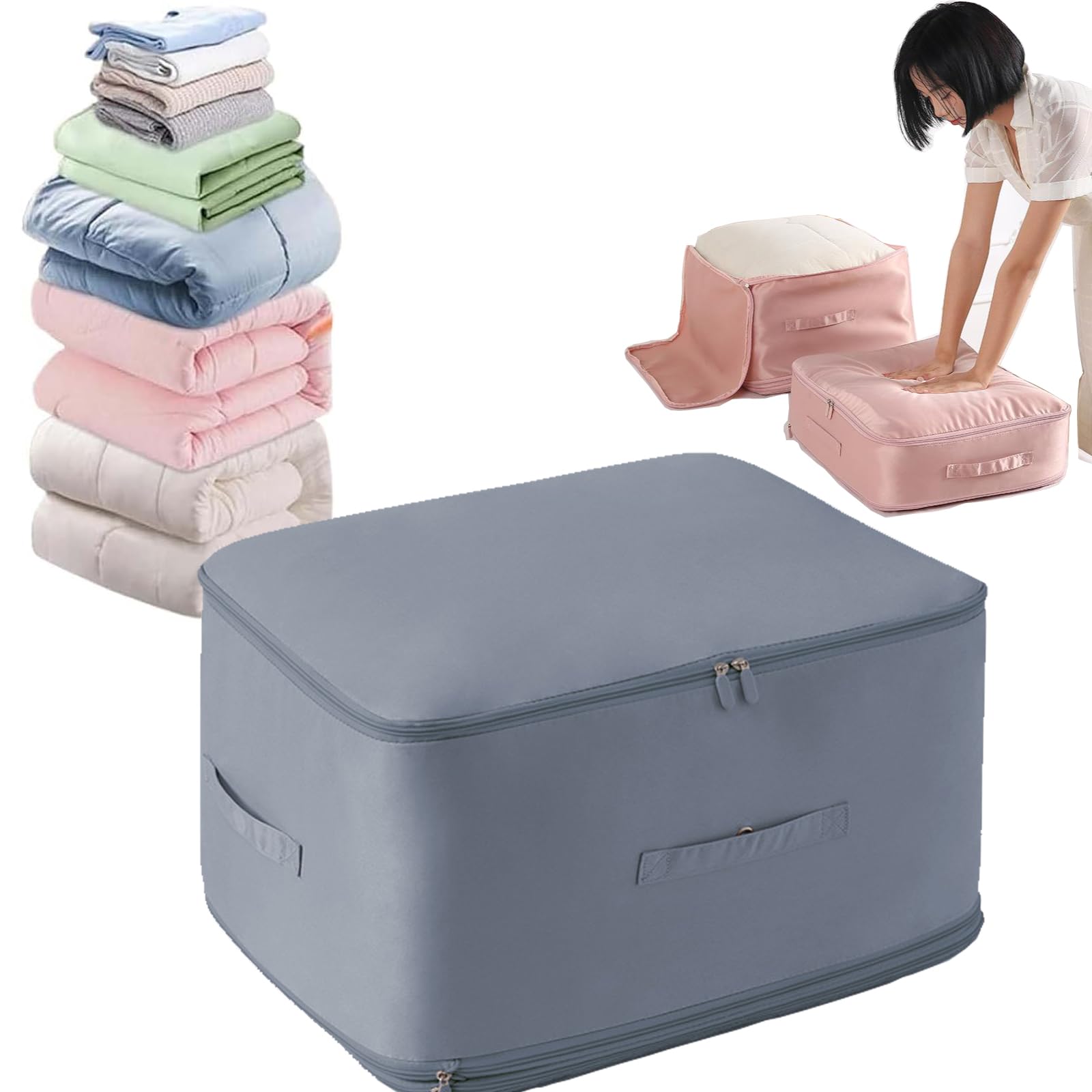 Ultra Space Saving Self Compression Organizer, Heavy Duty Moving Bags, Storage Tote for Space Saving, Self Compression Moving Organizer Bags for Comforters, Blankets, Bedding (XL)