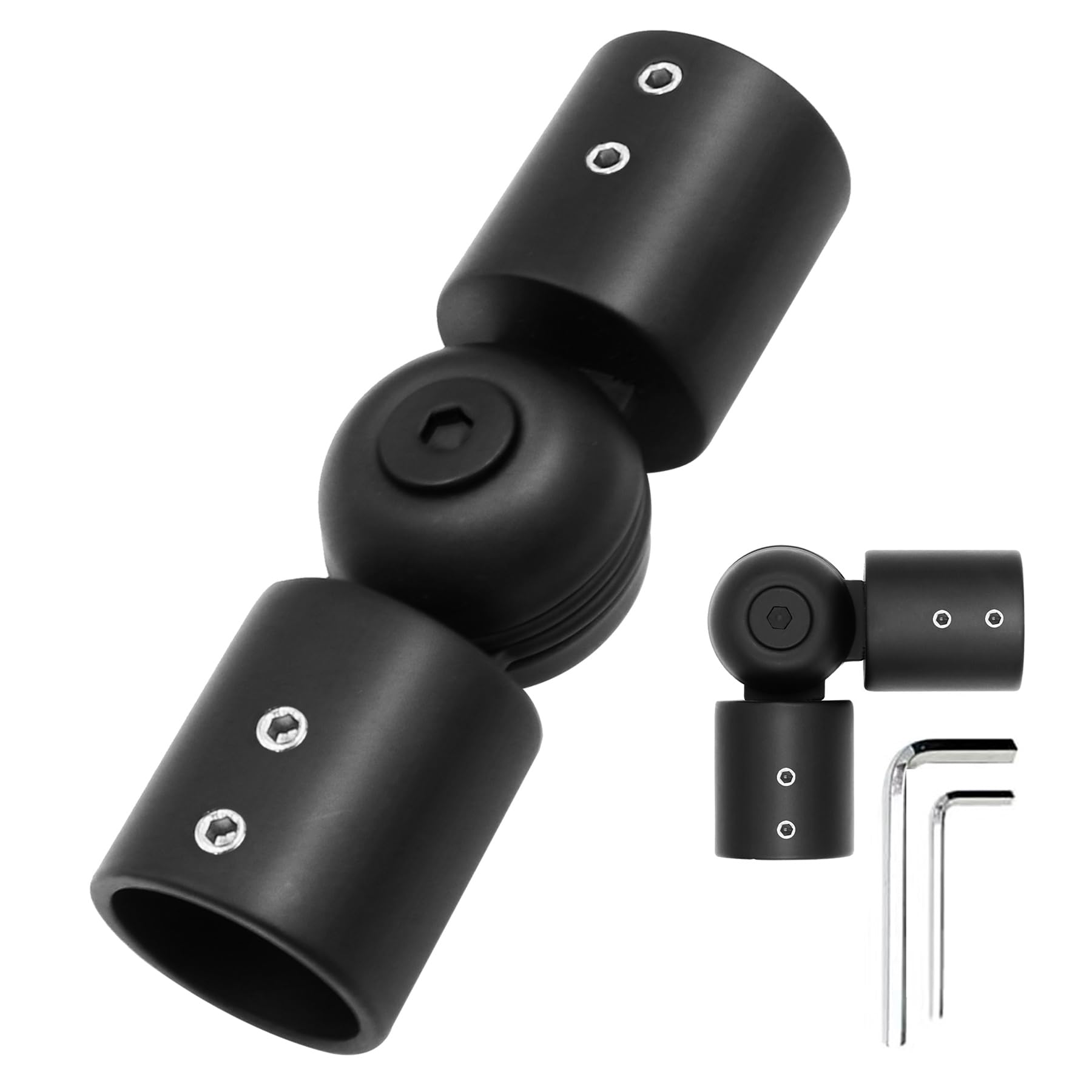 LISTENJIALE Window Curtain Rod Corner Connector 1 pcs, Adjustable Corner Curtain Rod Connector for 1 Inch Bay Window(Black)