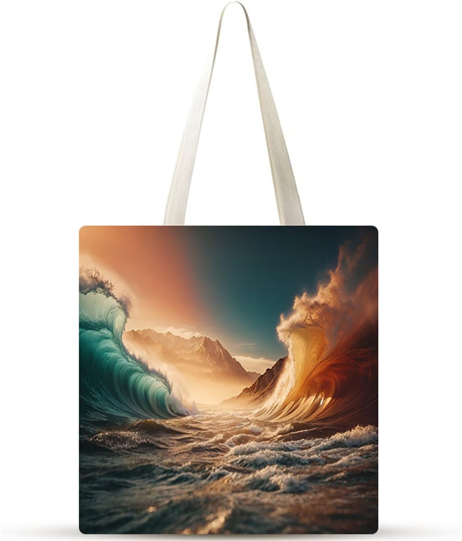 Onde di fantasia Tote Bag Borsa in Tessuto, Donna Borse Tote Stampata,Riutilizzabile borsai Shopper, borsa Tela Donna borse da Spiaggia per Lavoro, Shopping, Scuola