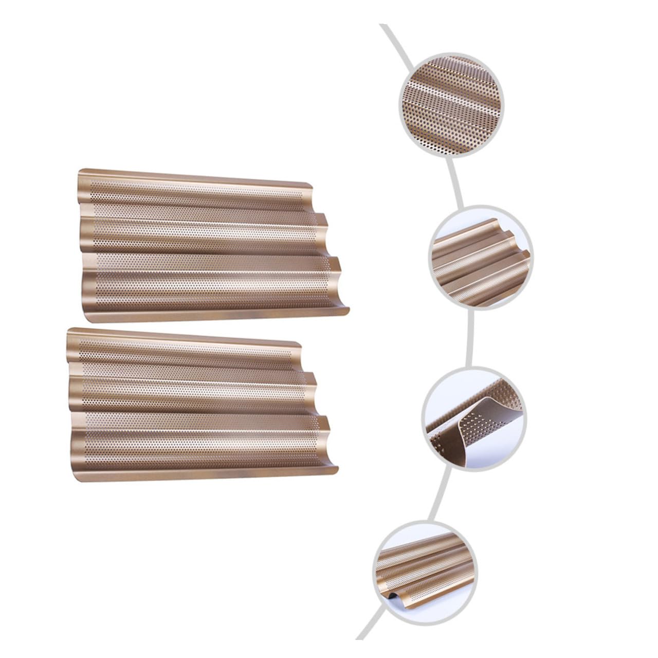 BESPORTBLE 2 pièces Moule à Français Vagues Acier Doré Outil de Pâtisserie Antiadhésif Réutilisable pour Cuisson Maison et Professionnelle