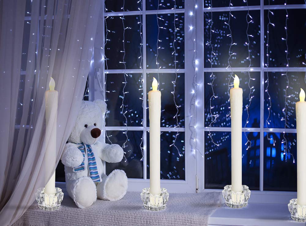 Bougies LED Monzana Lot De 4 - Cire Véritable Vacillante - Bougeoirs Verre Inclus