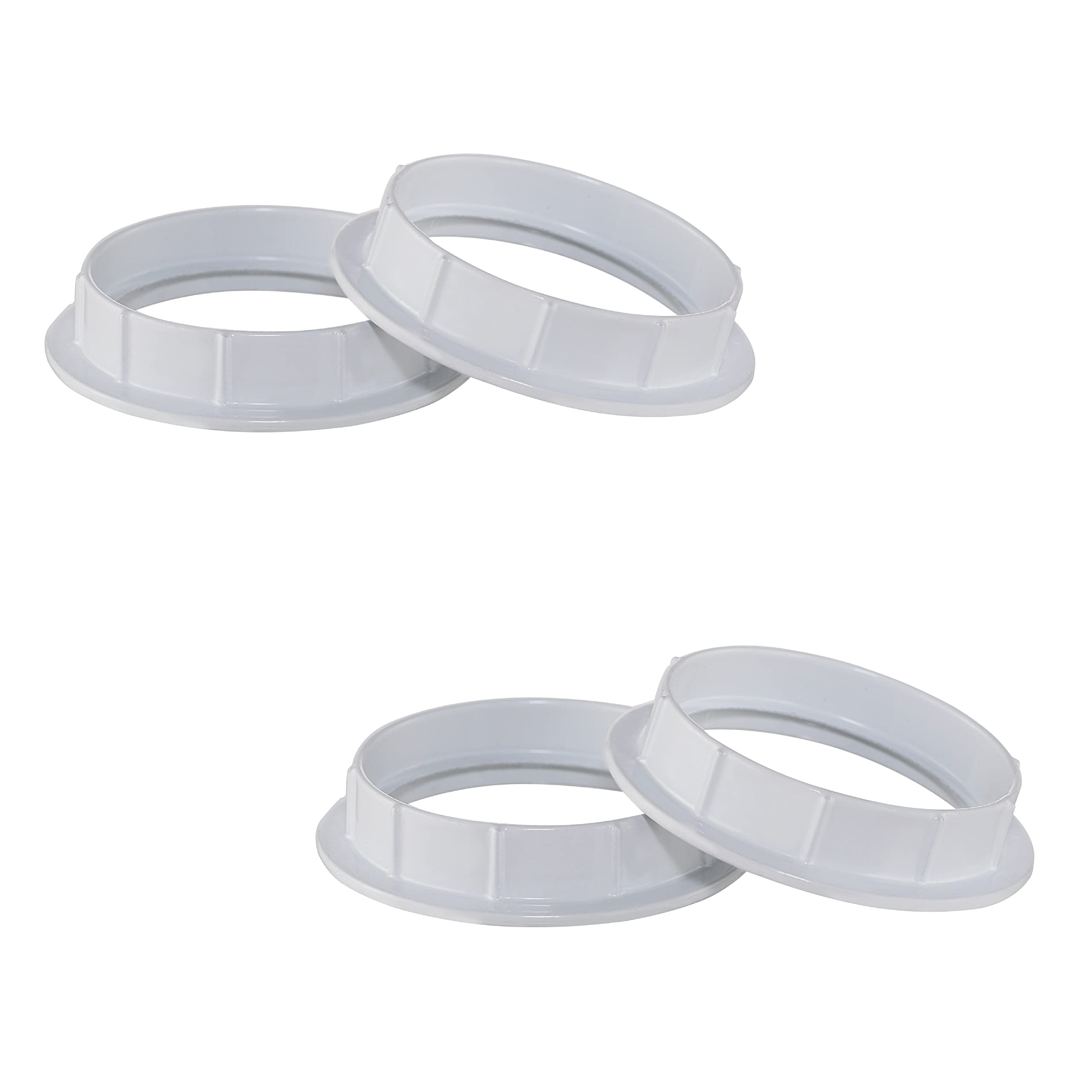 Aspen Creative 21054-14 Shade aluminum screw collar rings for medium base E26 socket, 39mm inner diameter, white finish, 4 Pack