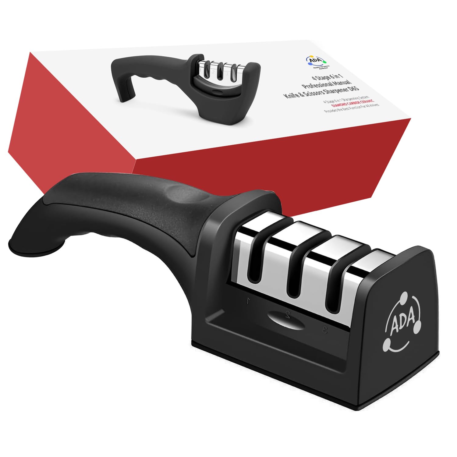 ADA® 3 Stage Professional Knife Sharpener, Kitchen Manual Stainless Steel Knife Sharpener Helps Repair, Restore and Polish Blades for Straight and Serrated Knives - Black (B09DPZ8PMR) Amazon Price History, Amazon Price Tracker
