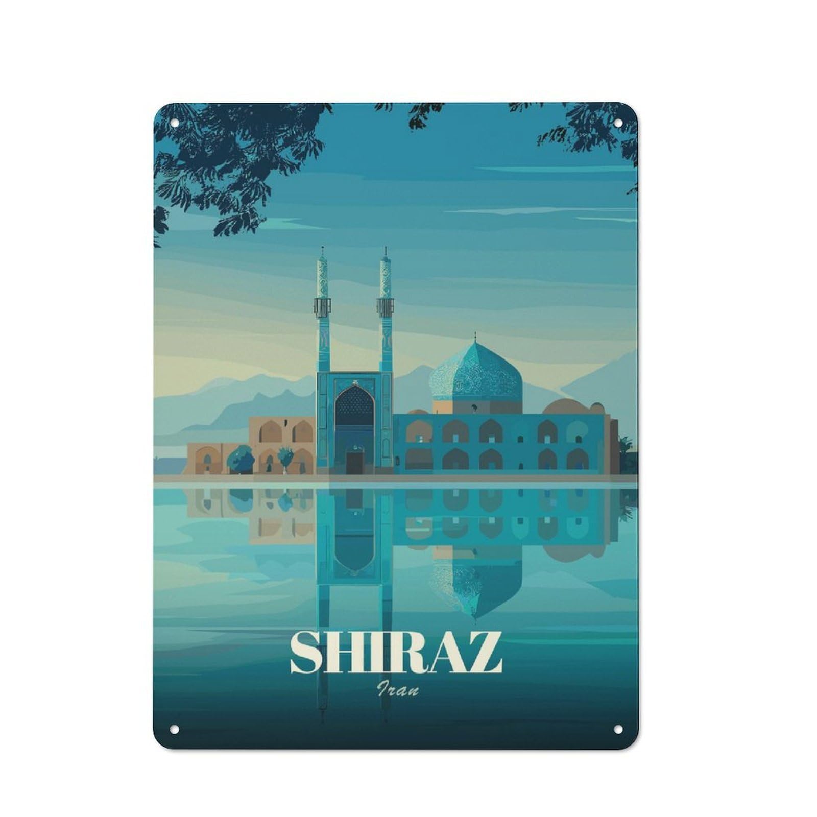 Junmoney Style-19 For Hallway Wall, Shiraz Iran Mosque Reflection Vintage-Inspired Metal Sign 40X30cm, A Moving-Home Gift For Collectors Of Tin Signs