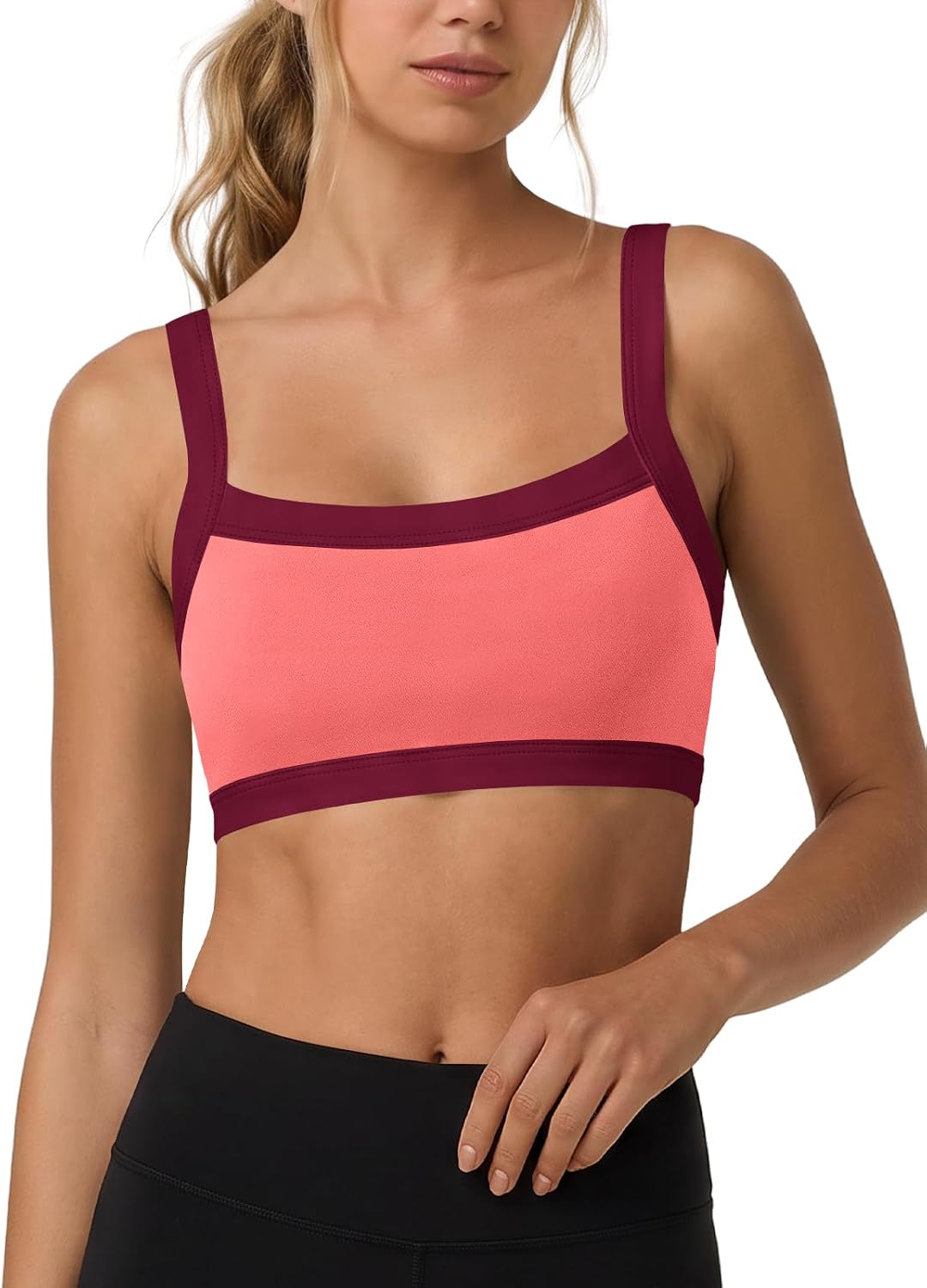 Yanekop Womens Padded Sports Bra Adjustable Spaghetti Strap Workout Bras