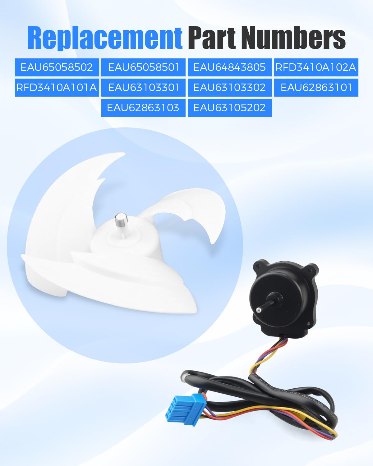 Motor de ventilador de condensador de refrigerador con hoja actualizada, apto para refrigerador LG y para modelos Kenmor sustituye a EAU64843805 RFD3410A102A AP7178309