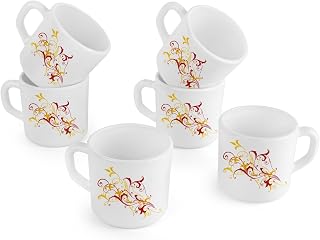 CELLO Opalware Dazzle Stella Mug Small Yellow Scroll | Cups for Tea,Coffee,Espressoc | Thermal Resistant | Light Weight | ... Price In India
